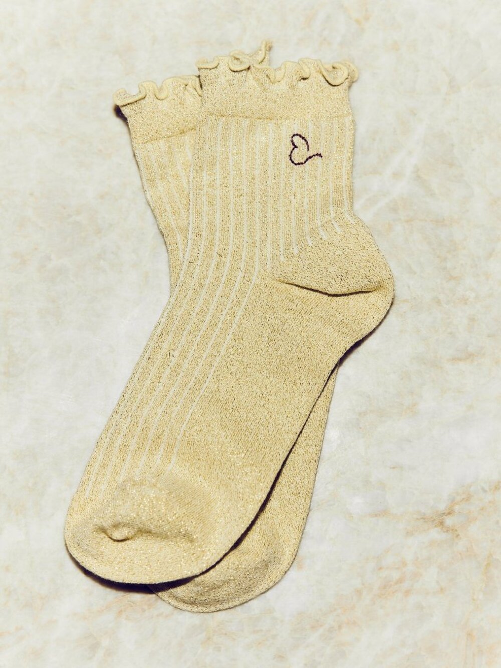 Love & Lurex Ruffled Socks - Golden Glow color with Lurex